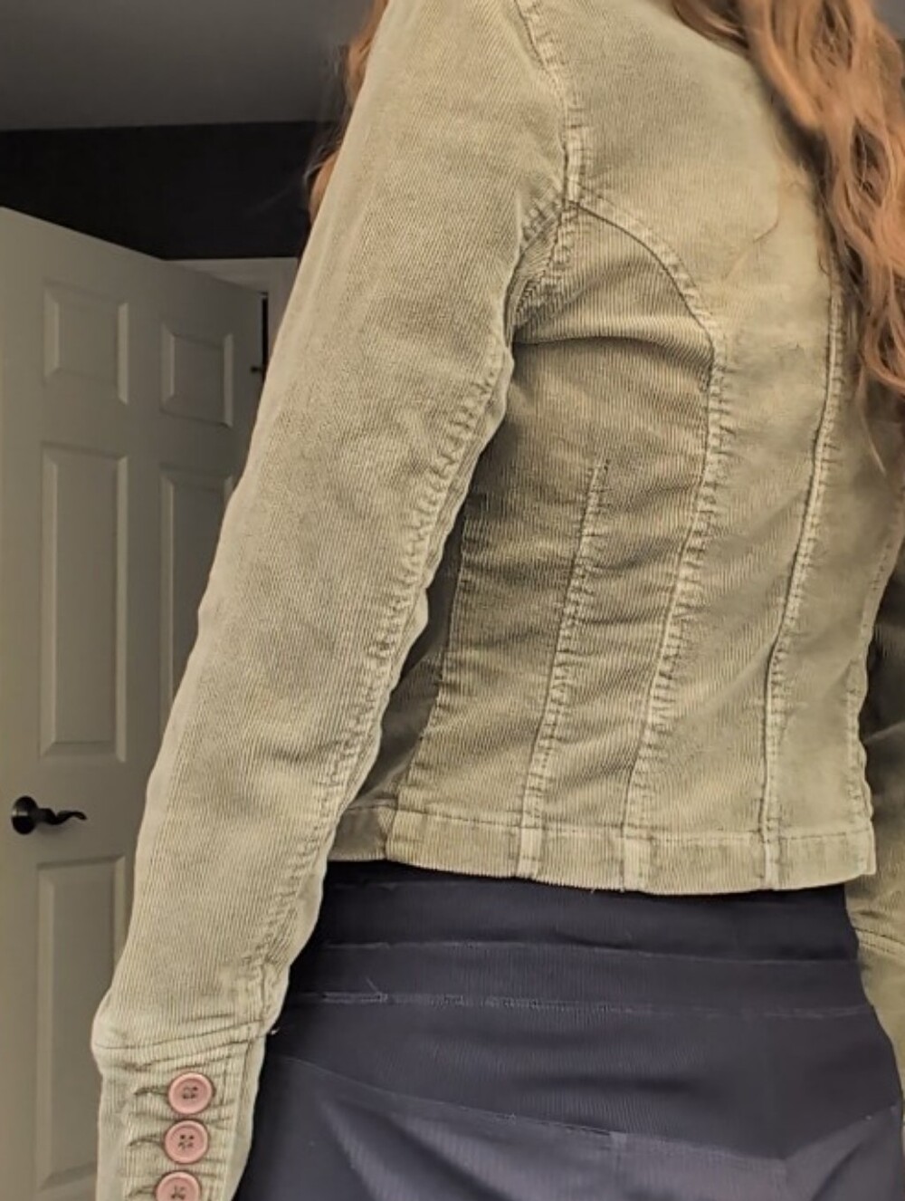 Y2K Olive Corduroy Jacket - Picture 6 of 7